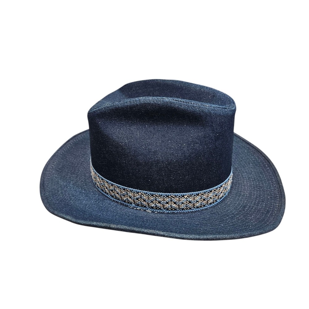 VINTAGE YA Denim Jean Cowboy Hat Western Hat 90s‎ Y2K L Heritage Ranch Festival